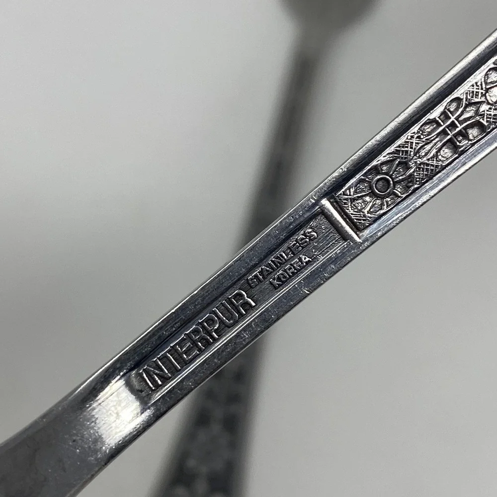 Interpur Stainless Florenz Mid-Century 2 Place Setting Spoon Fork Black Accent